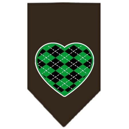 UNCONDITIONAL LOVE Argyle Heart Green Screen Print Bandana Cocoa Small UN757676